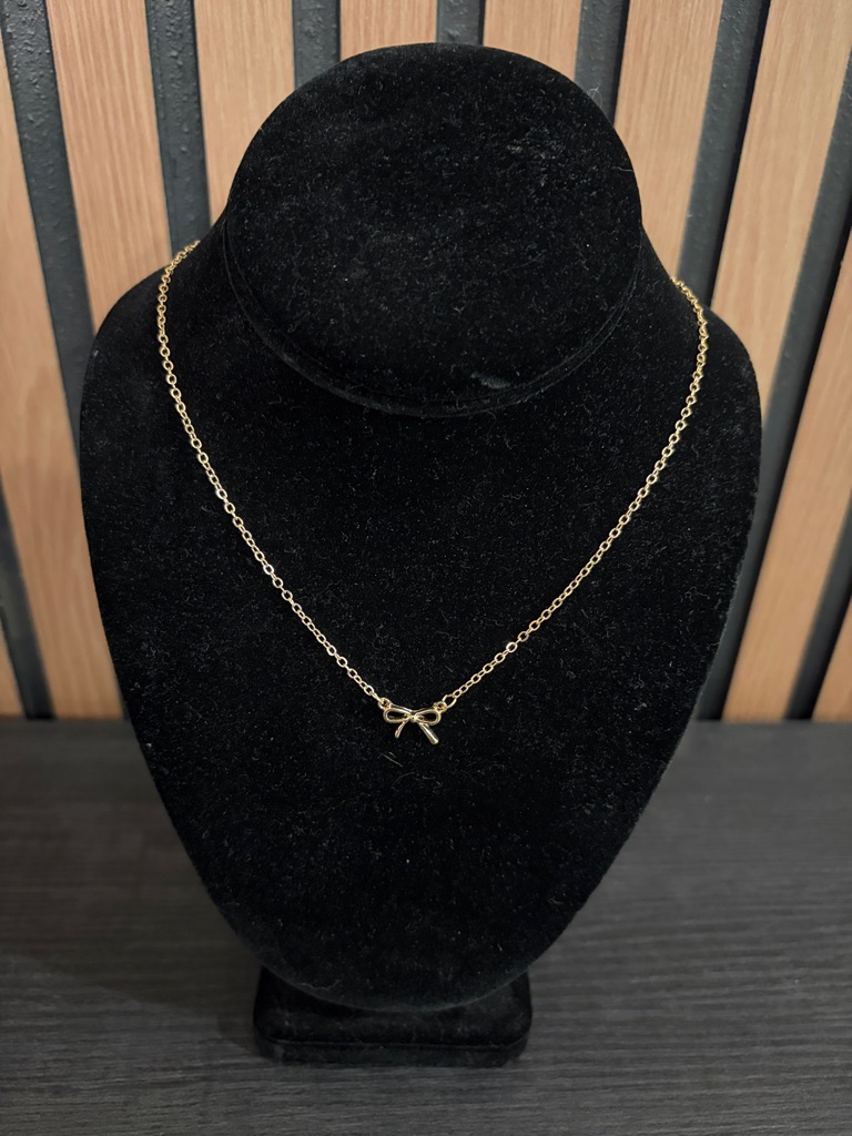 Delicate Gold Bow Pendant Necklace